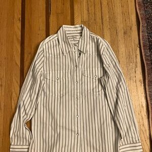 Madewell White and Black Striped Shirt